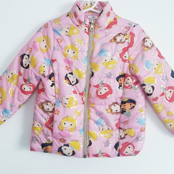 DISNEY Princess Characters Print Pink Puffer Jacket - Picture 2 of 14